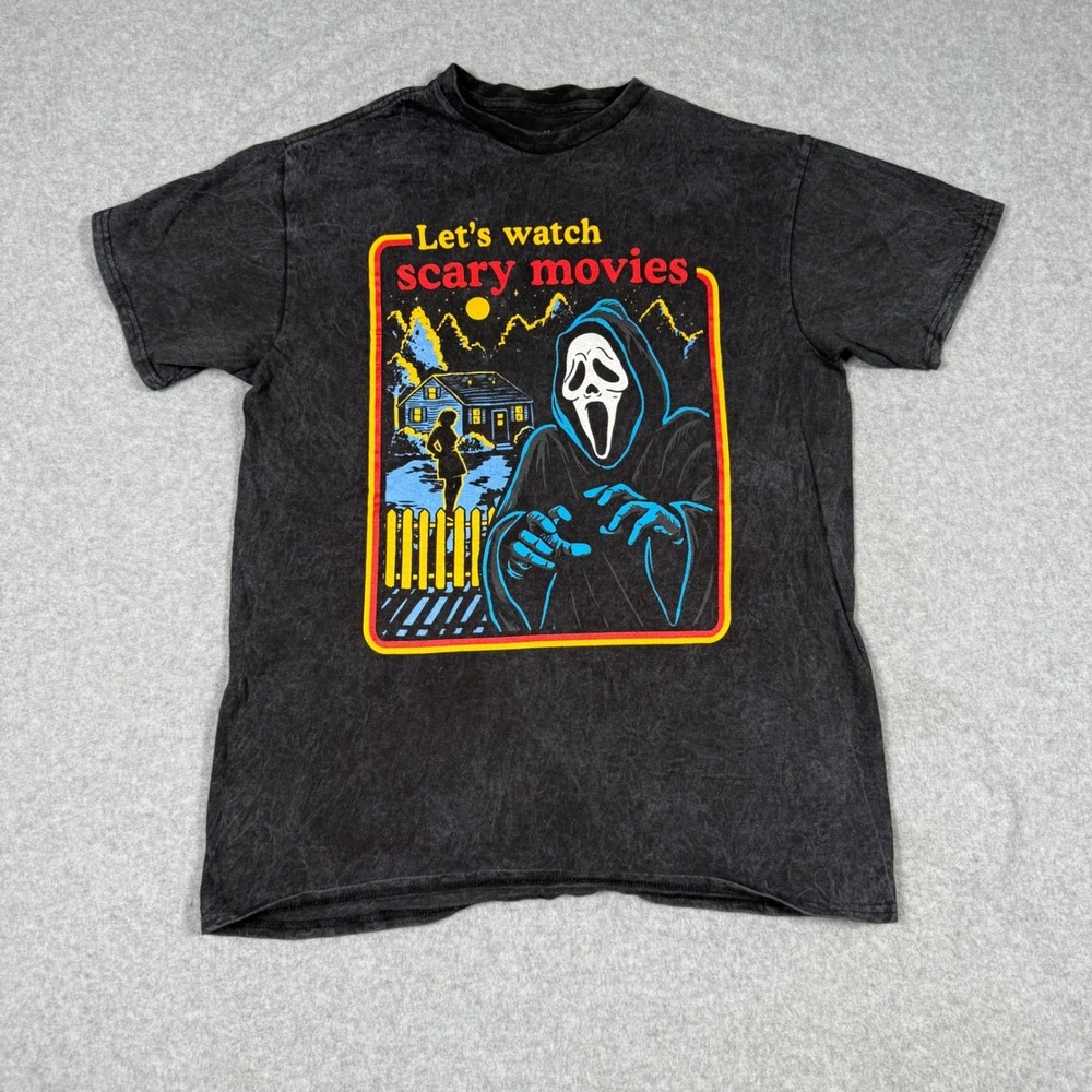 Ghost Face Scream Scary Movies Graphic Tee Mens Medium Black Shirt Halloween
